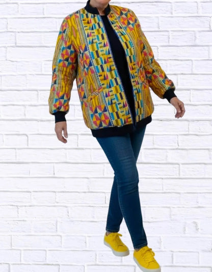 Diva USA - Maddy Traditional Bomber Printed Ethnic Jacket - Rack Hunt