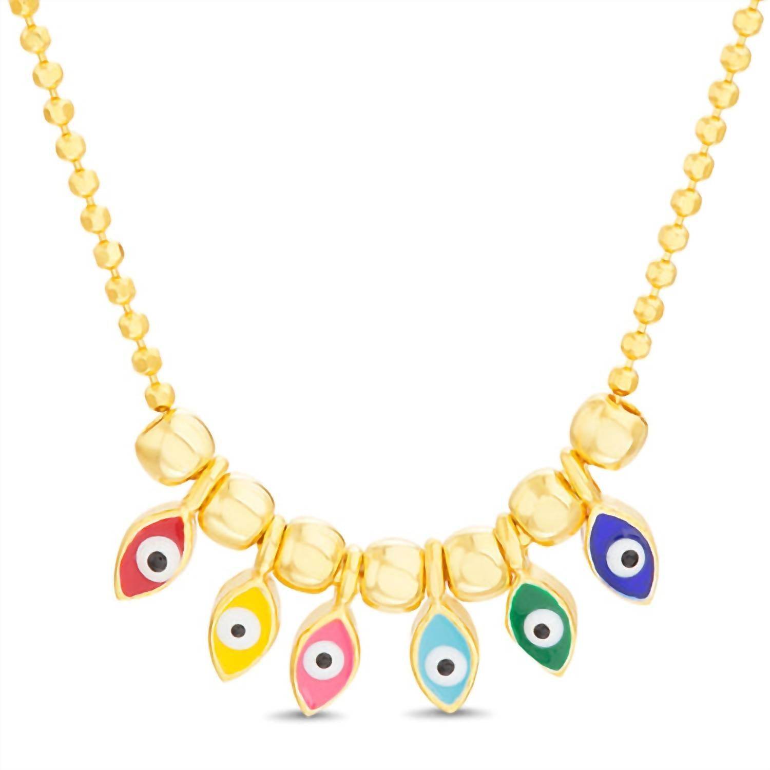 Allyanna Gifts - Women's Sterling Silver Gold Plated Enamel Evil Eye Beaded Necklace - Rack Hunt -