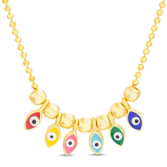 Allyanna Gifts - Women's Sterling Silver Gold Plated Enamel Evil Eye Beaded Necklace - Rack Hunt