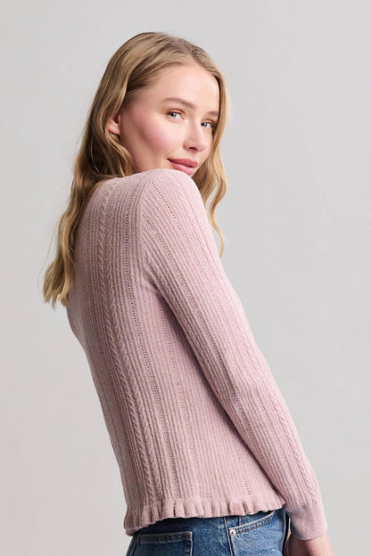 Cozychic Ultra Lite Cable Knit Cardigan With Ruffle