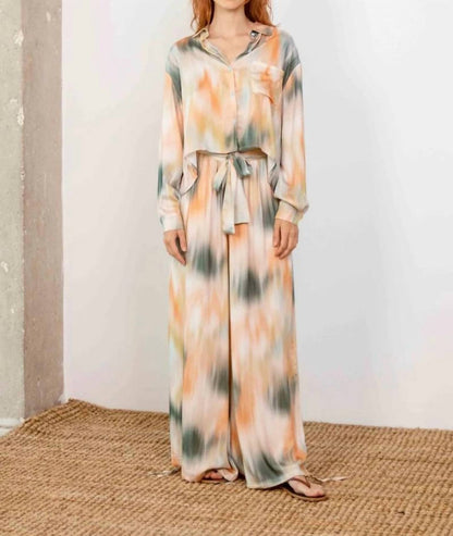 Printed Ecovero Viscose Wide Leg Trousers