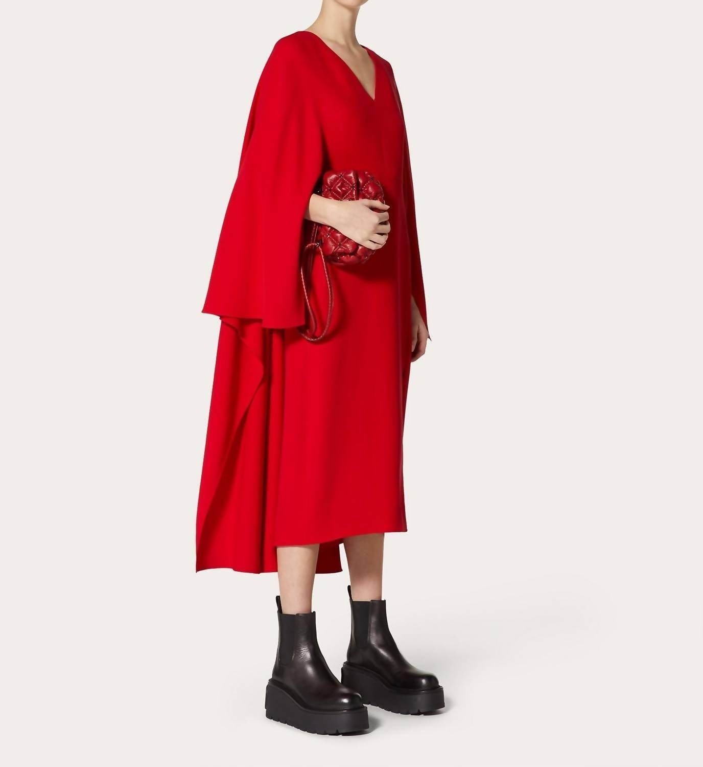 Valentino - Cady Silk Dress With Cape - Rack Hunt