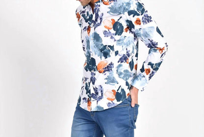 Men's Watercolor Falling Flower Button Down Shirt