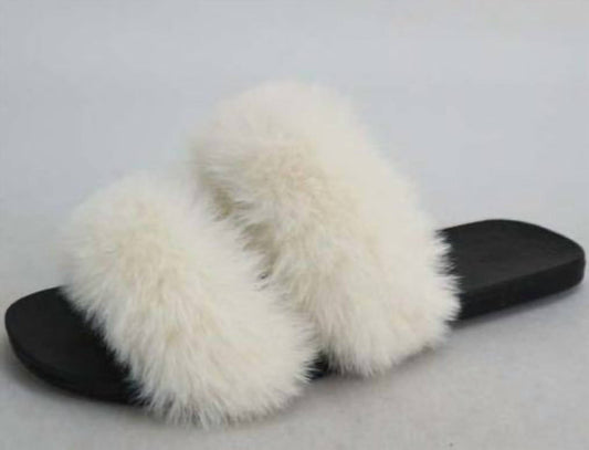 Women's Full Moon-15 Double Fur Strap Slides