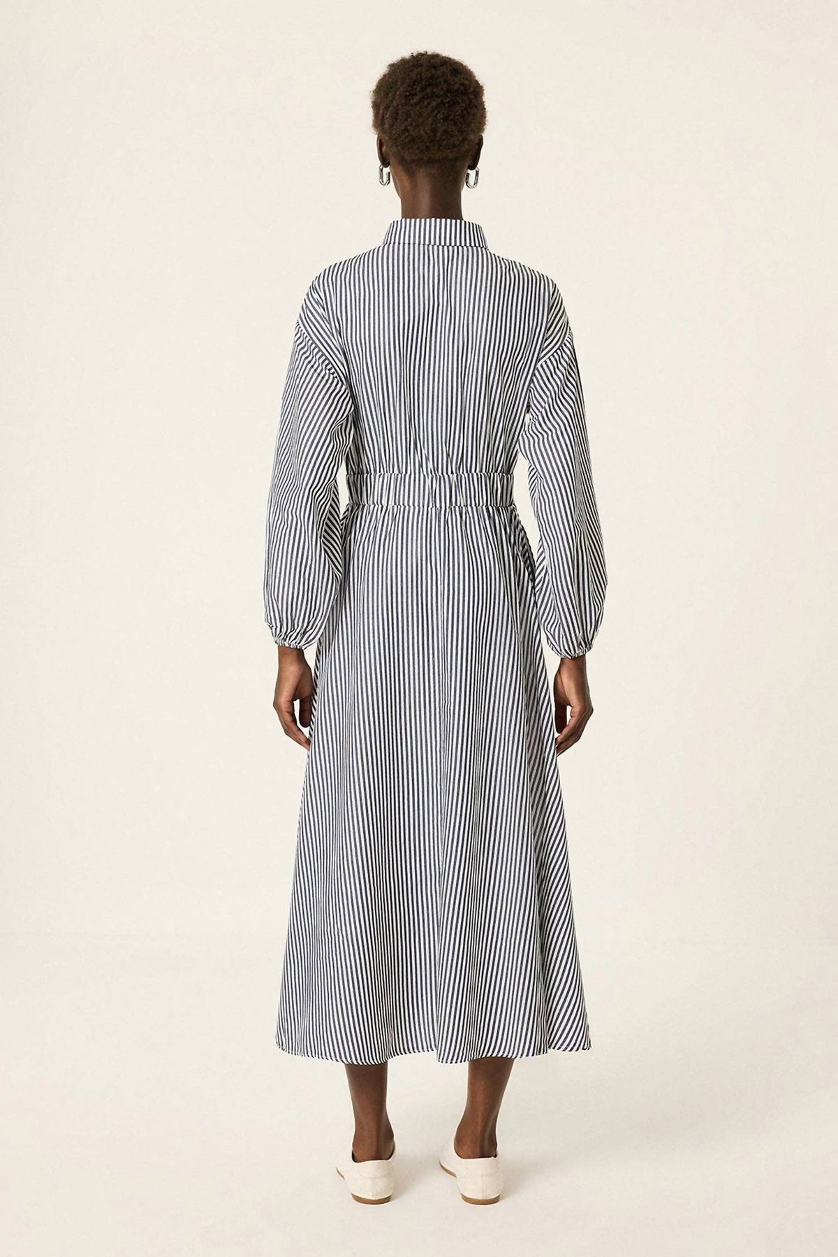 Striped Poplin Maxi Dress
