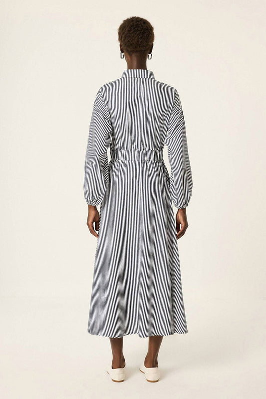 Striped Poplin Maxi Dress