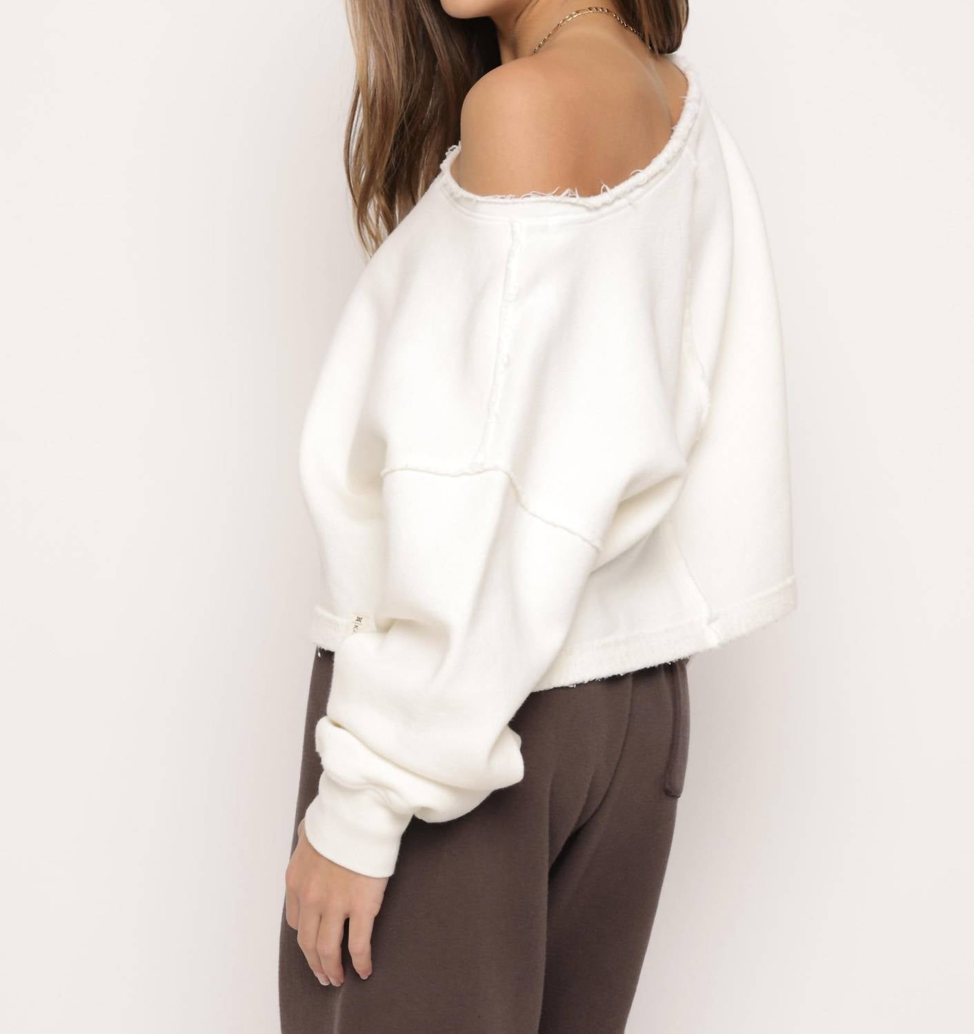 Fleece Raw Boatneck Pullover