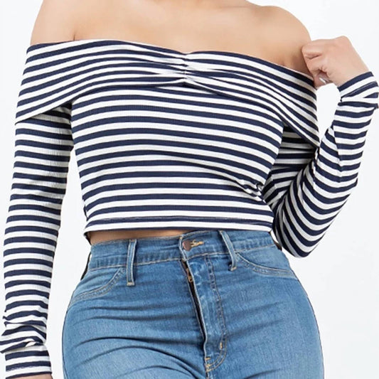 Off The Shoulder Striped Top