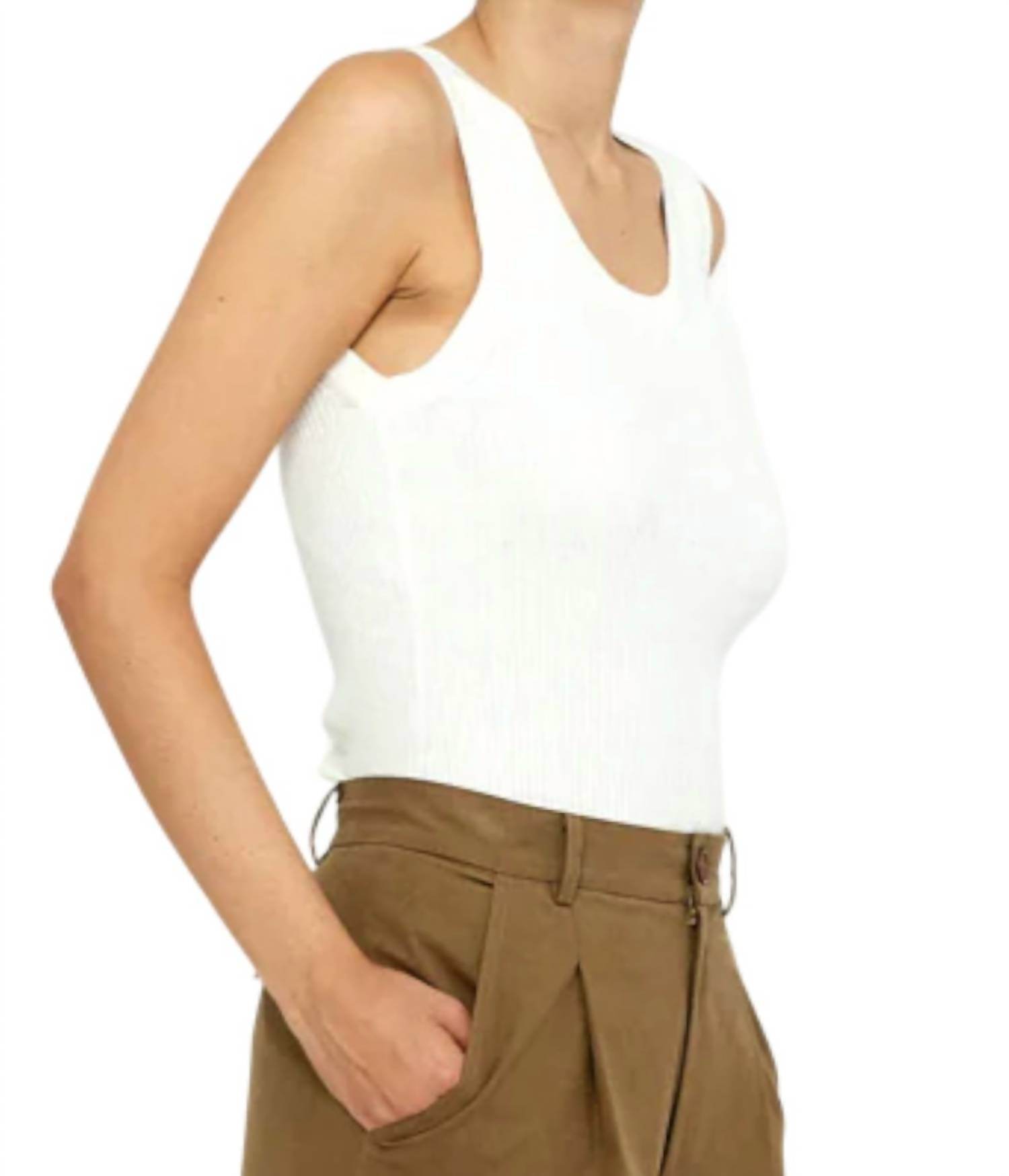 7115 by SZEKI - Linen Scoop Neck Knit Tank Top - Rack Hunt