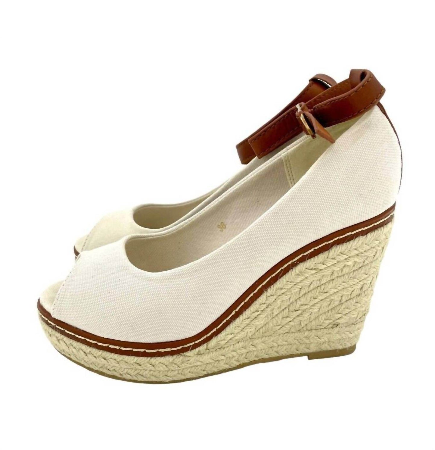 Marina Yachting - Women's Open Toe Canvas Espadrille Ankle Strap Wedge Shoes - Rack Hunt -
