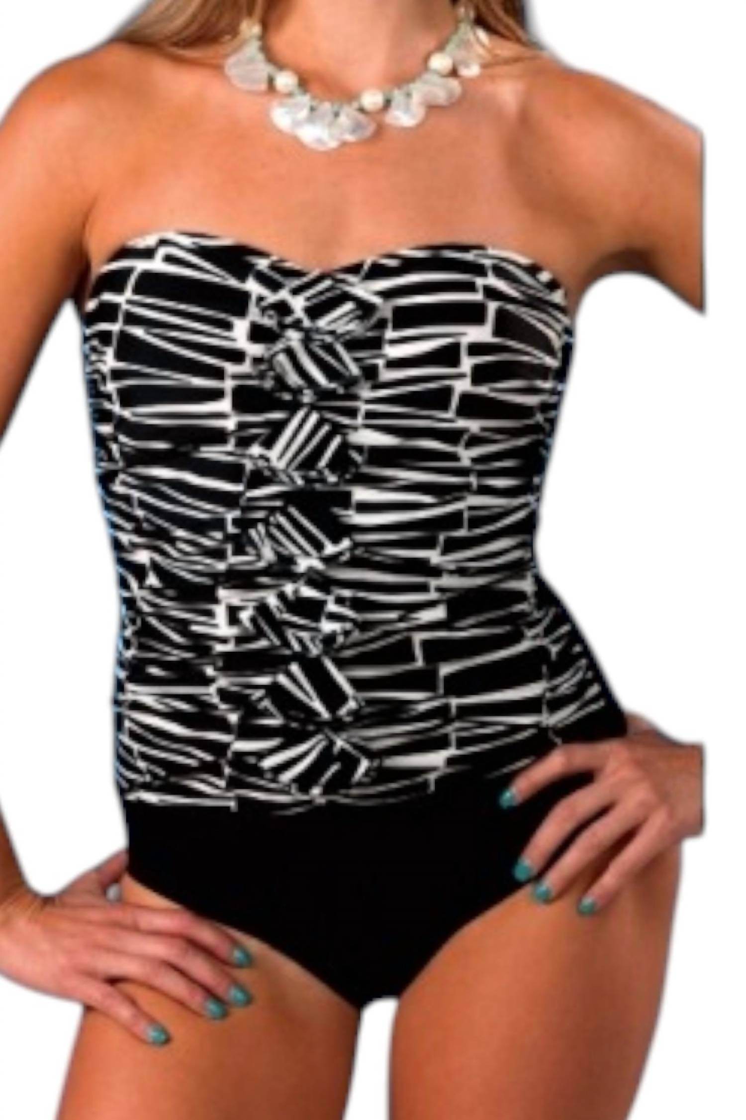 Ceeb USA - Women's Ruffle Strapless One Piece Swimsuit - Rack Hunt -