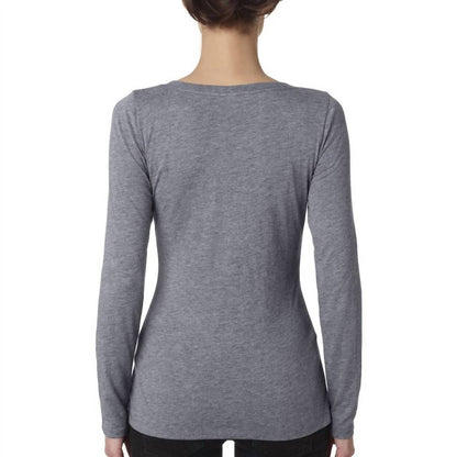 Womens Happy Elephant Family Long Sleeve Scoop Neck T-Shirt