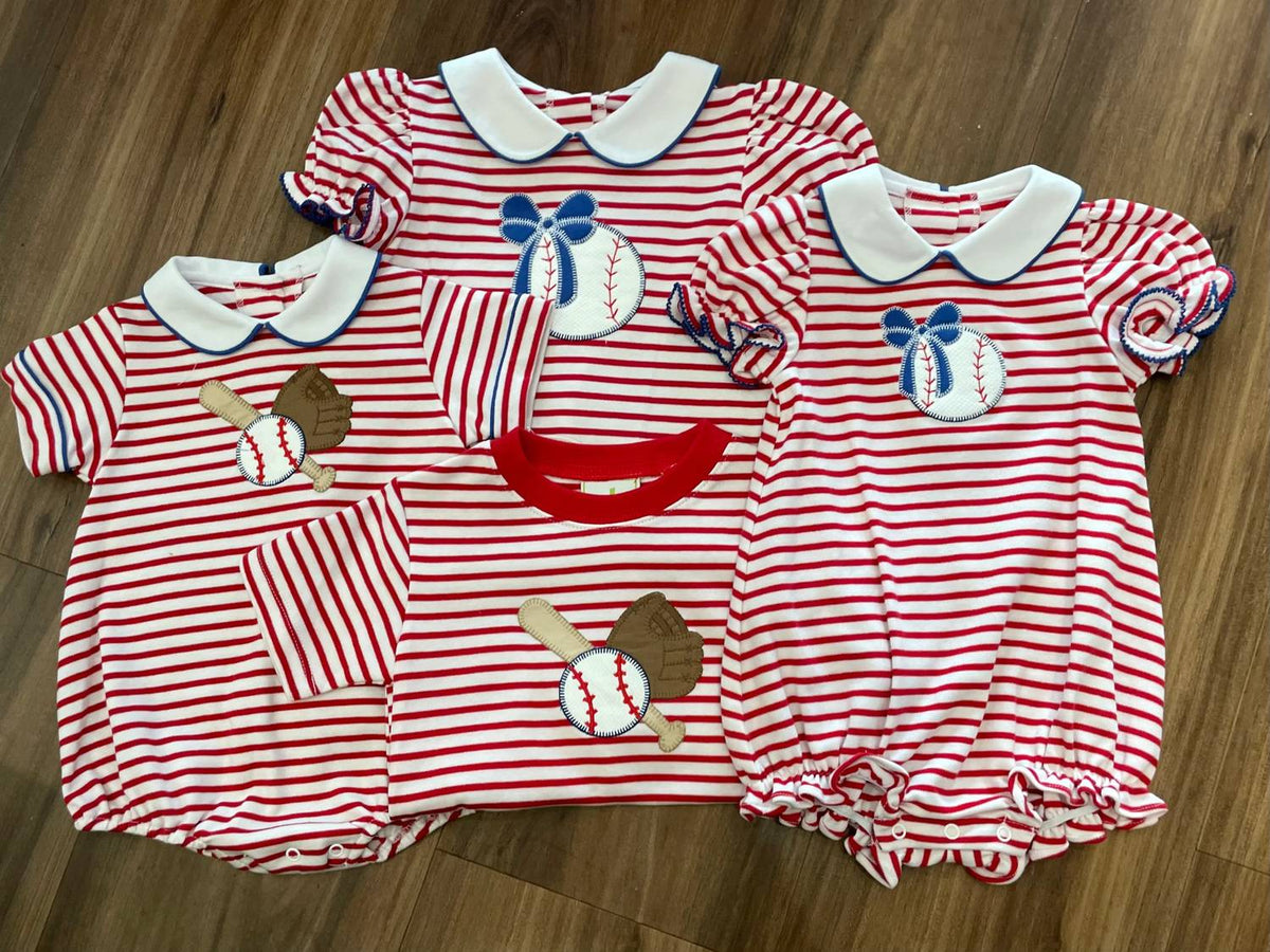 Girl's Baseball Applique Knit Louisa Dress