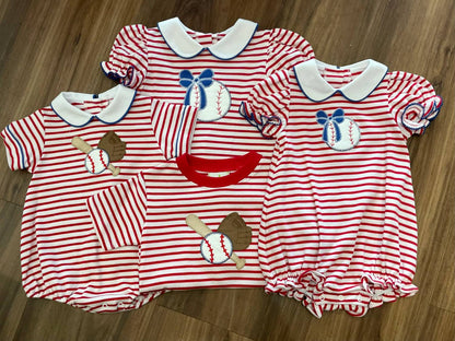 Girl's Baseball Applique Knit Louisa Dress