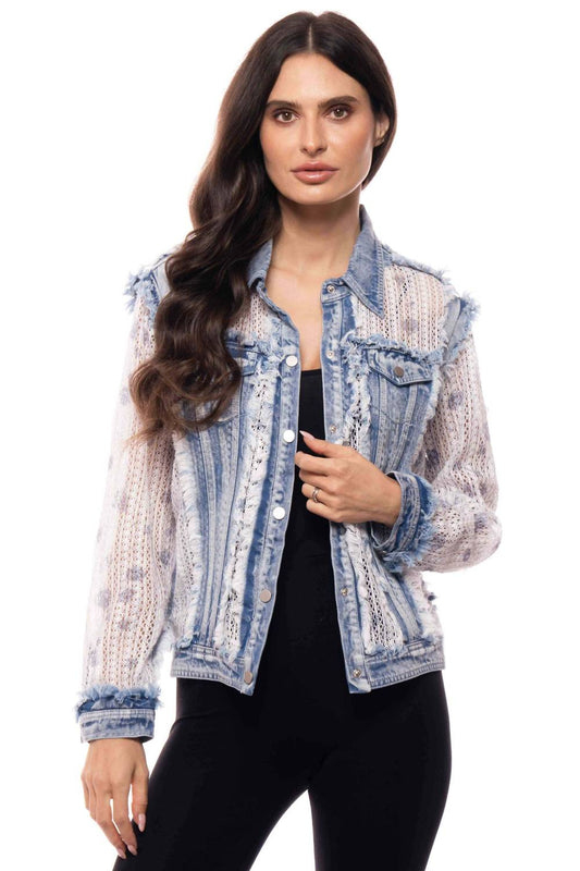 Embroidered Denim And Lace Bohemian Jacket