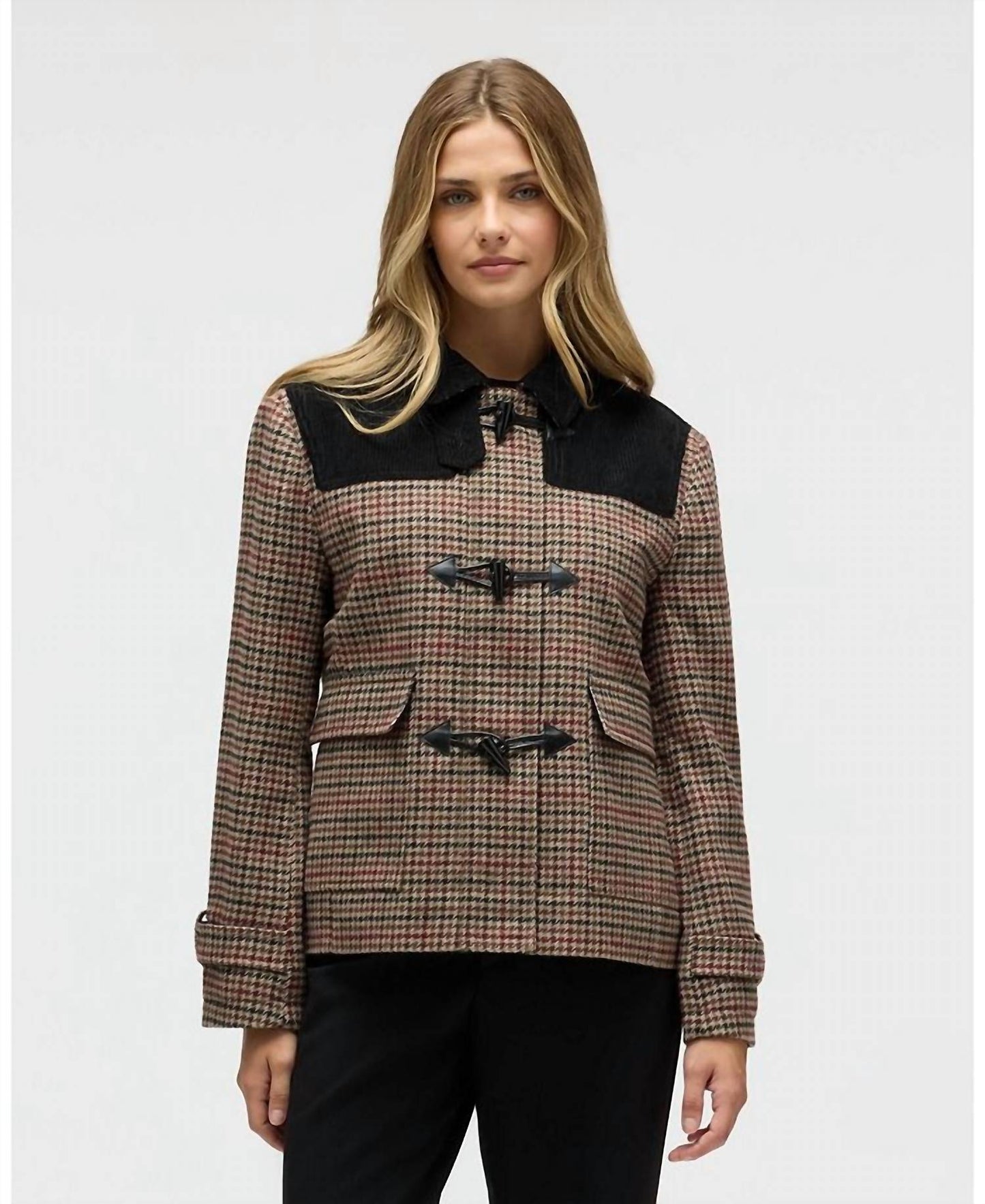 Multi Houndstooth Plaid Jacket