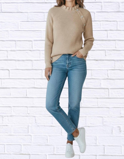 Solid Loose Knit Button Sweater