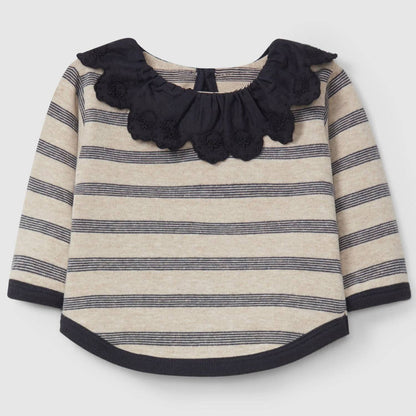 Girl's Lace Trim Collar Sweater