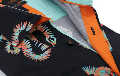 Aztec Snake Print Button Down Shirt