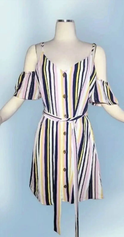 Speechless - Women's Cold Shoulder Tunic Top Belted Dress - Rack Hunt
