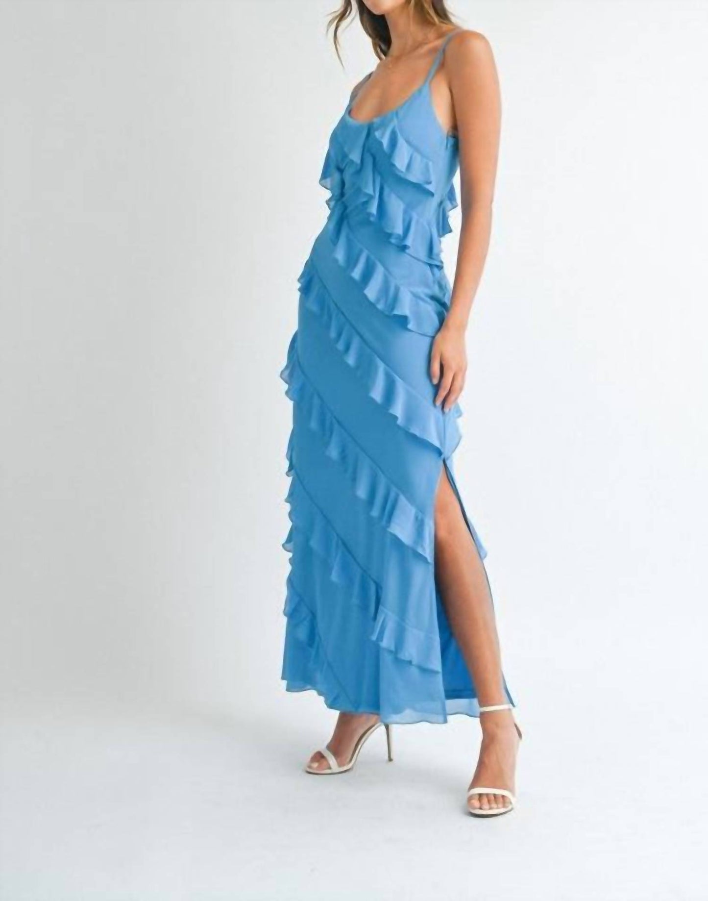 Asymetrical Tiered Ruffled Maxi Dress