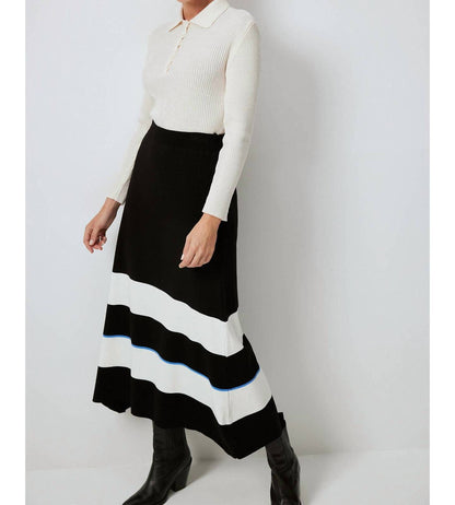 Striped Knitwear Skirt With Elastic Waist