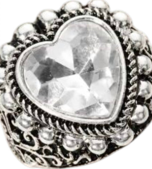 Women's Vintage Heart Stretch Ring