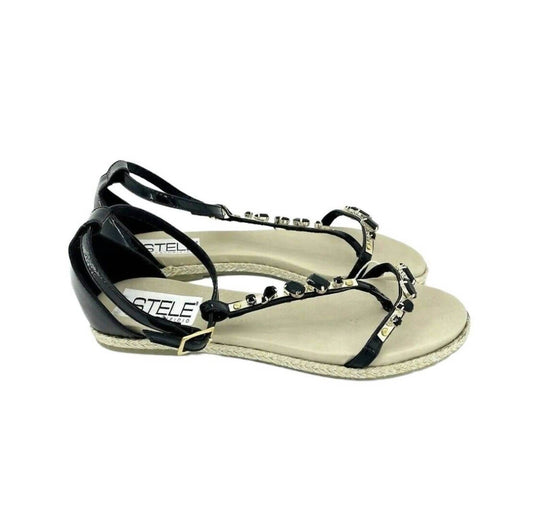 STELE - Jeweled Rhinestones Patent Leather Sandals - Rack Hunt -