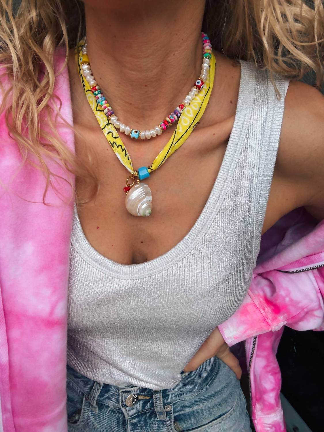 Goupi - Women's Bandana Shell Necklace - Rack Hunt -