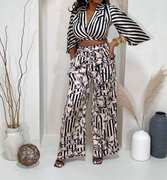 Balboa - Lovely One Satin Striped Pant Set - Rack Hunt -