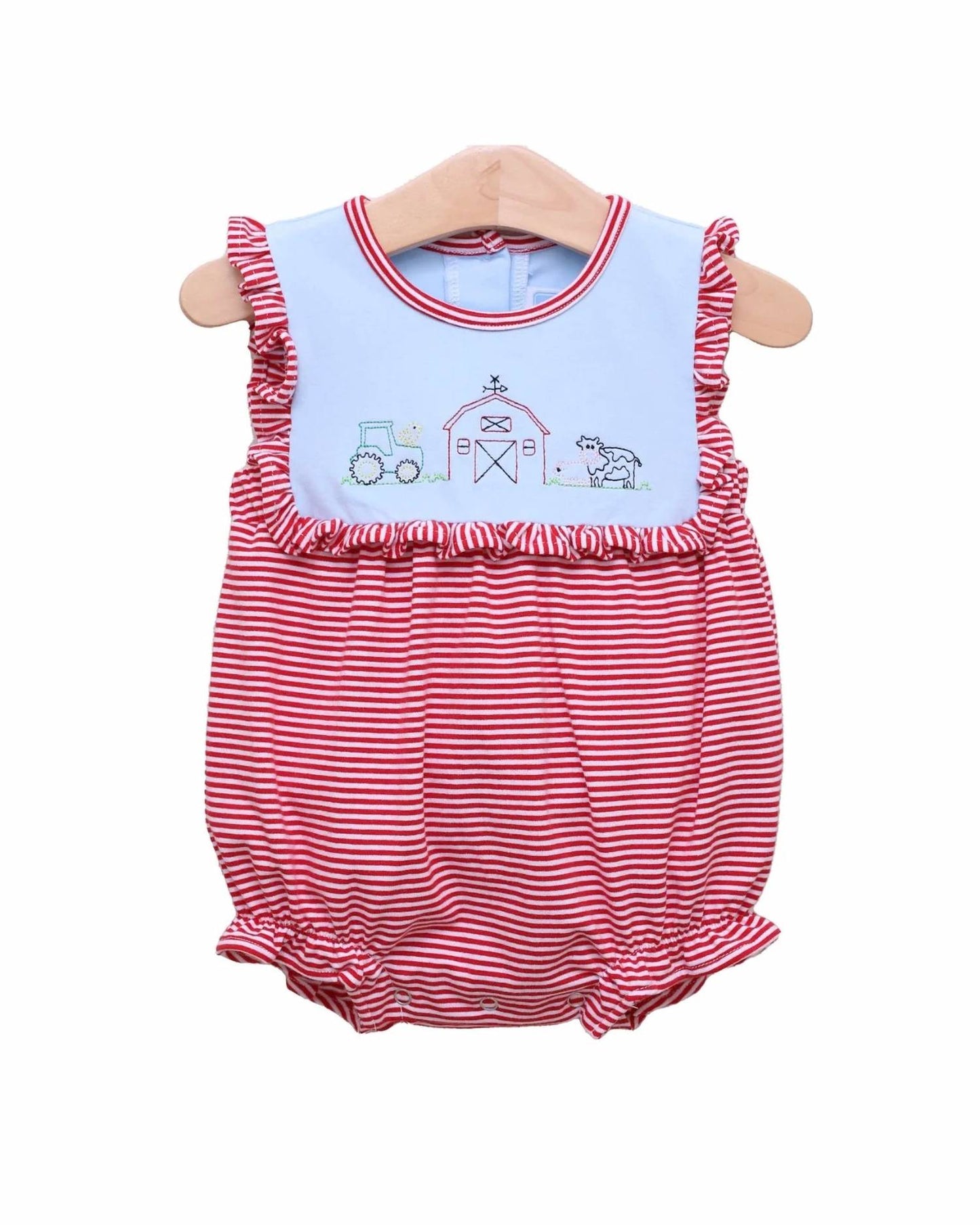 Farm Embroidery Bubble Romper