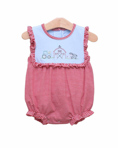 Farm Embroidery Bubble Romper