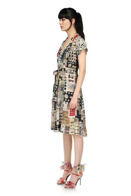 Libertine - Button Card Shoppe Tuck Pleat V Neck Dress - Rack Hunt