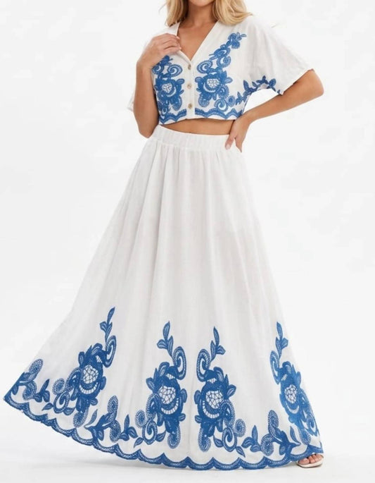 Embroidered Two-piece Maxi Skirt Set