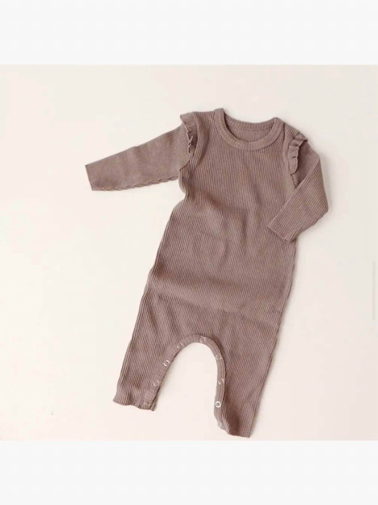 Peekaboo - Girls' Flutter Sleeve Ribbed Romper - Rack Hunt -