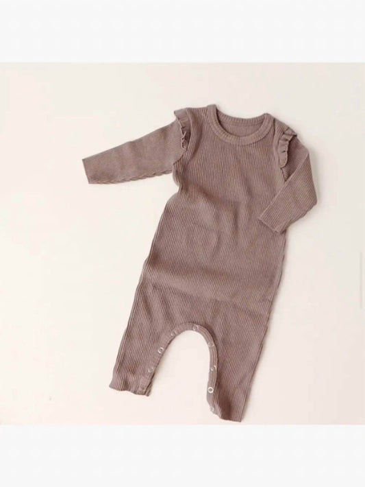 Peekaboo - Girls' Flutter Sleeve Ribbed Romper - Rack Hunt -