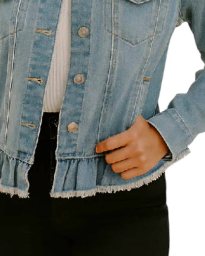 Peplum Hem Denim Jacket