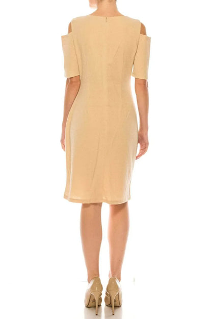 ILE Clothing - Side Pleat Cold Shoulder Sheath Dress - Rack Hunt