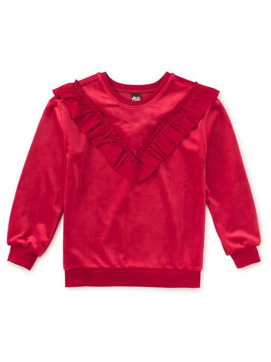 Girl's Very Velour Ruffle Tunic Top