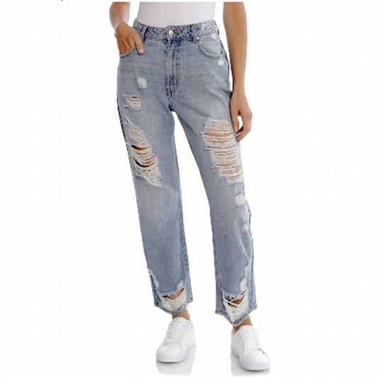 Women's Distressed High Waisted Mom Jeans