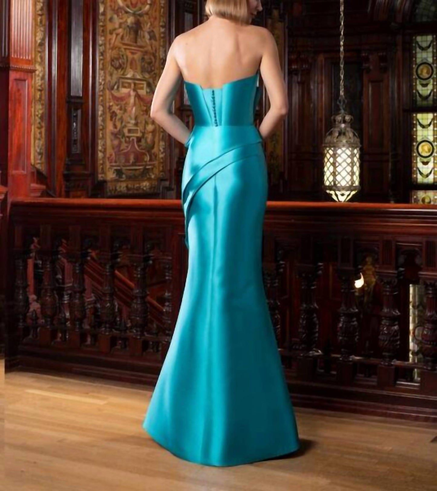 Pleated Bodice Strapless Dress