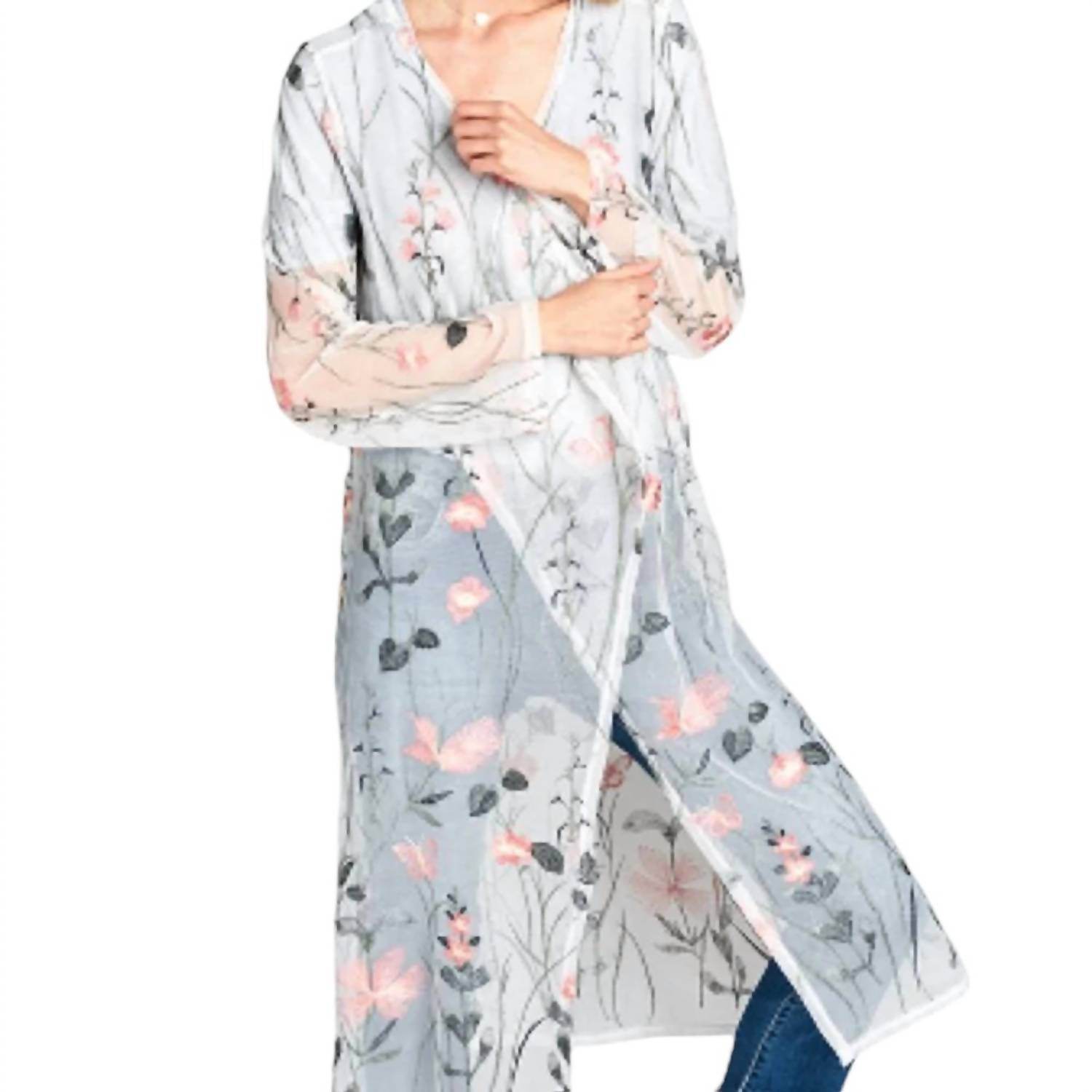 Hummingbird - Sheer Mesh Floral & Vine Embroidery Cardigan - Rack Hunt -