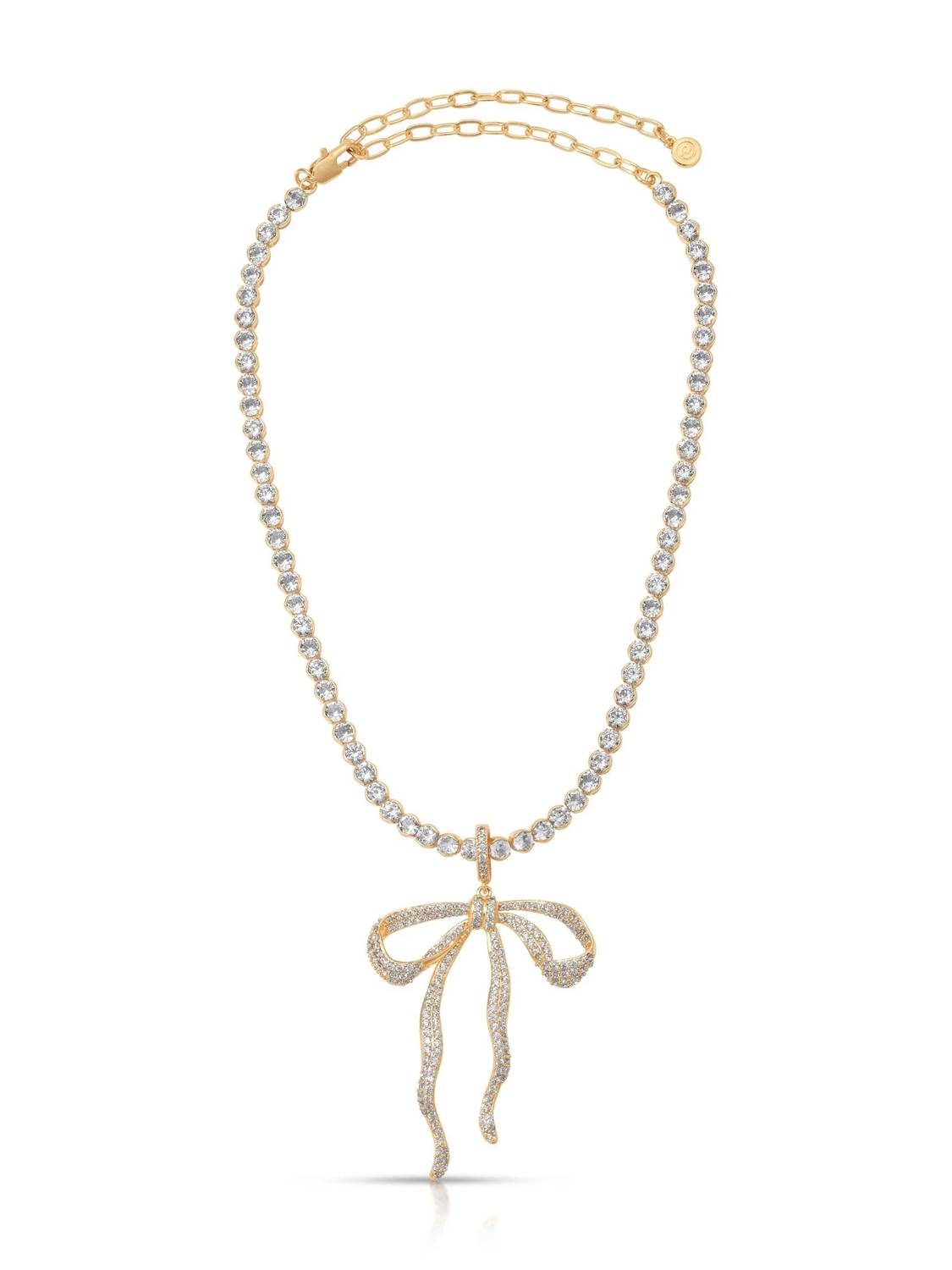 Women's Pave Bow Tennis Necklace