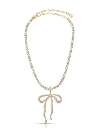 Women's Pave Bow Tennis Necklace