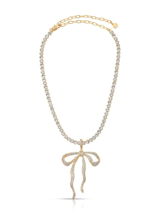 Women's Pave Bow Tennis Necklace