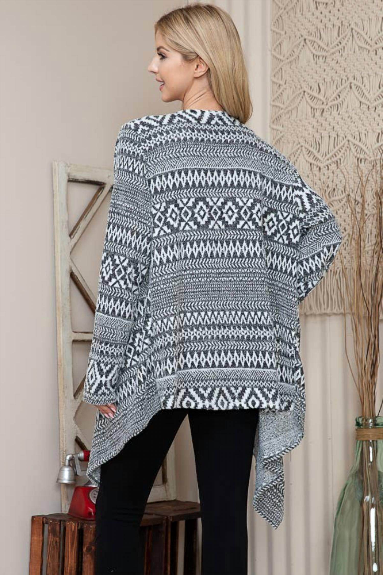 Haute Apparel - Aztec Print Open Cardigan - Rack Hunt -