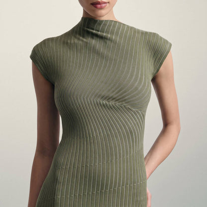 Asymmetric Sweater Midi Dress