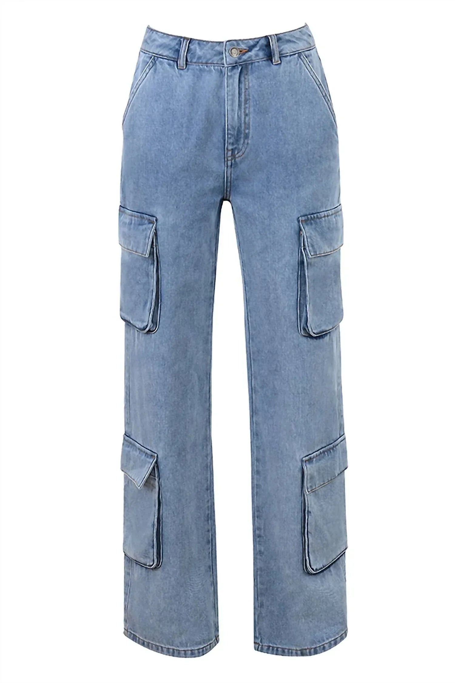House of CB - Ria Washed Utility Cargo Jean - Rack Hunt