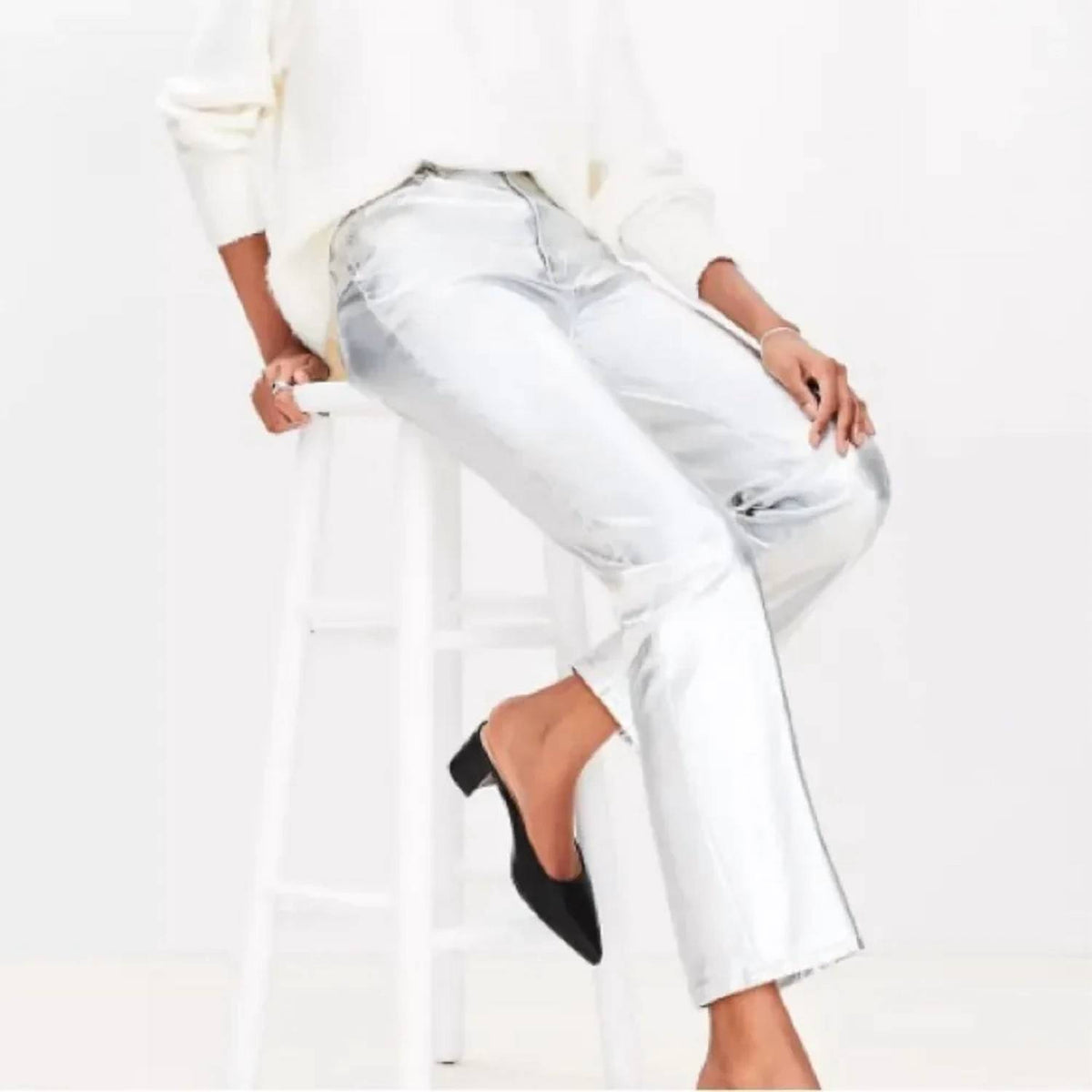 Coated High Rise Straight Leg Jeans