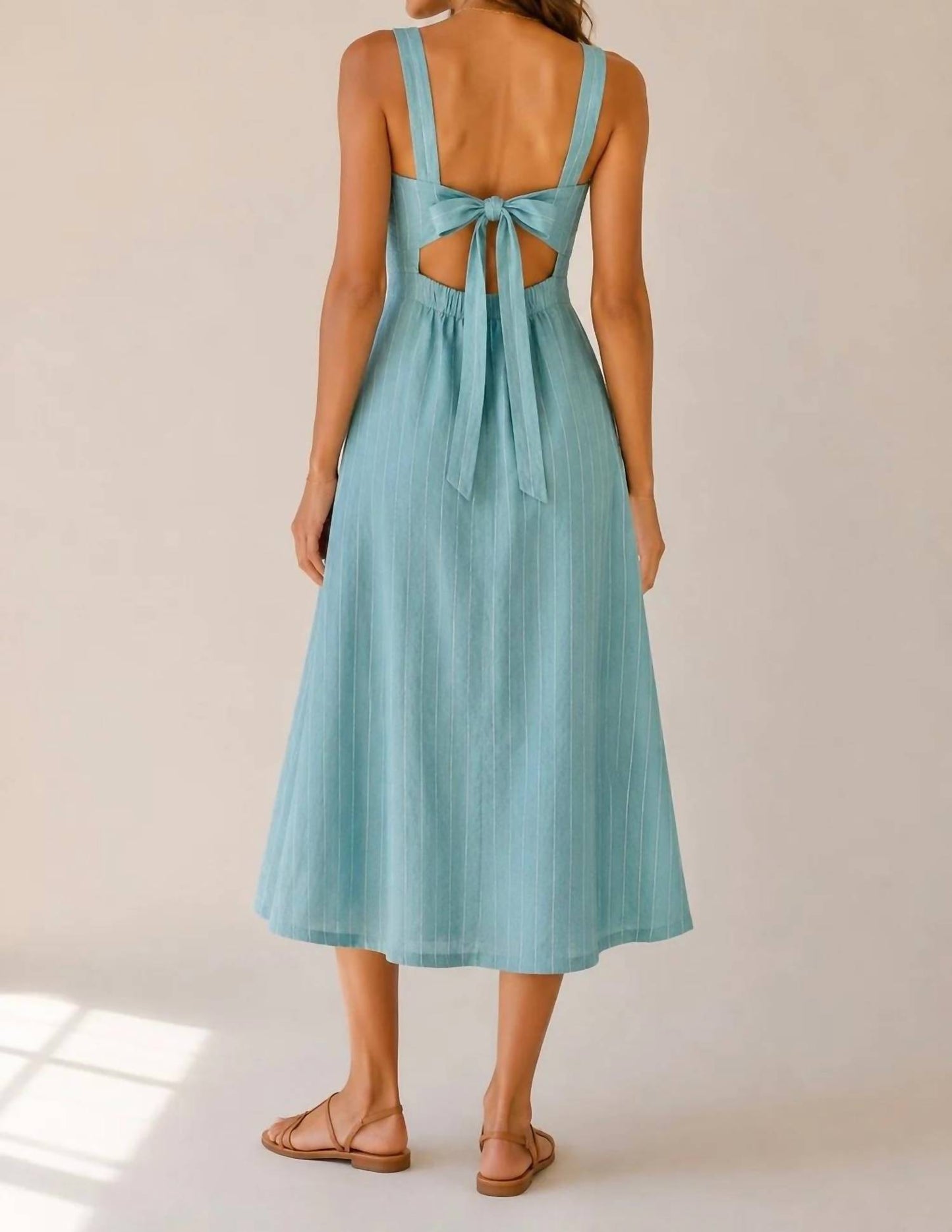 Lurex Striped Linen Dress